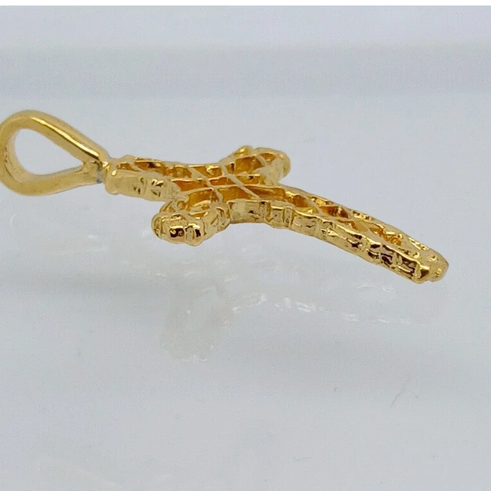 Karatbond Vintage Y2K Gold Filigree Nugget Cross Pendant Made in USA NOS